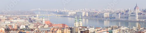 BUDAPEST, HUNGARY - DECEMBER 20, 2017: Panoramic view. It is the capital of Hungary, and one of the largest cities in the European Union.