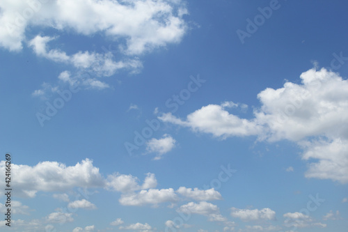 Beautiful cloudscape over horizon. Blue sky and clouds.