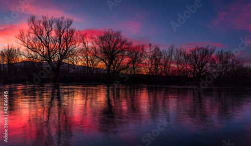 sunset over the river