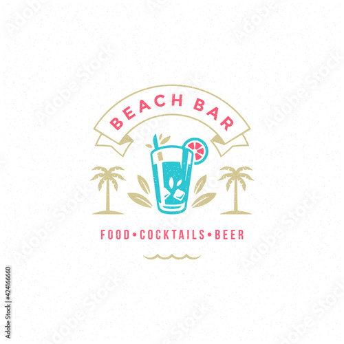 Summer beach bar label or badge typography slogan design f