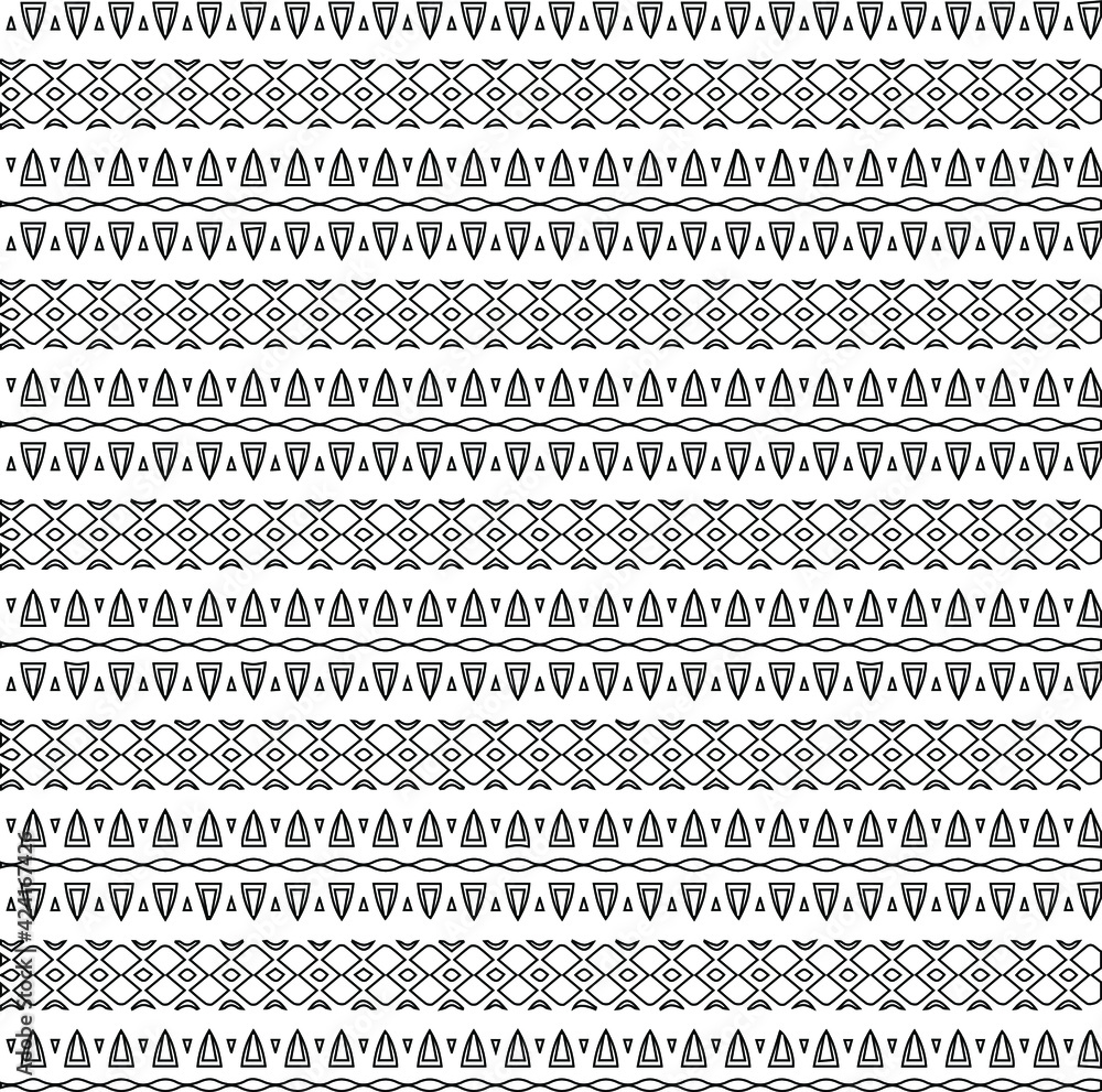 Geometric vector pattern with triangular elements. Seamless abstract ornament for wallpapers and backgrounds. Black and white colors.
Geometric vector pattern with triangular elements. Seamless abstract ornament for wallpapers and backgrounds. Black and white colors.