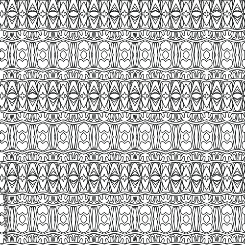 Geometric vector pattern with triangular elements. Seamless abstract ornament for wallpapers and backgrounds. Black and white colors.
