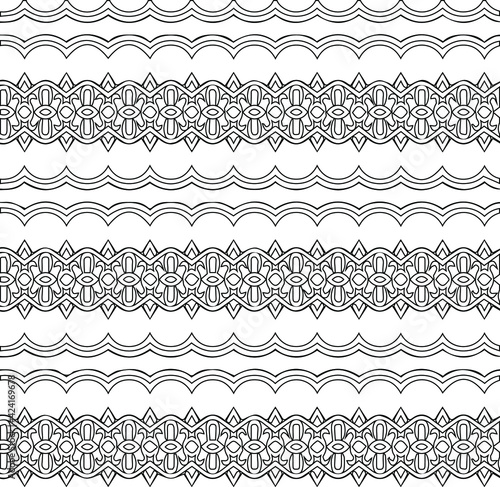 Geometric vector pattern with triangular elements. Seamless abstract ornament for wallpapers and backgrounds. Black and white colors.
