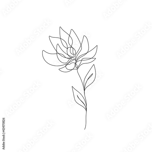 Flower Vector Hand Drawn Line Art Drawing. Minimalist Trendy Contemporary Floral Design Perfect for Wall Art  Prints  Social Media  Posters  Invitations  Branding Design.