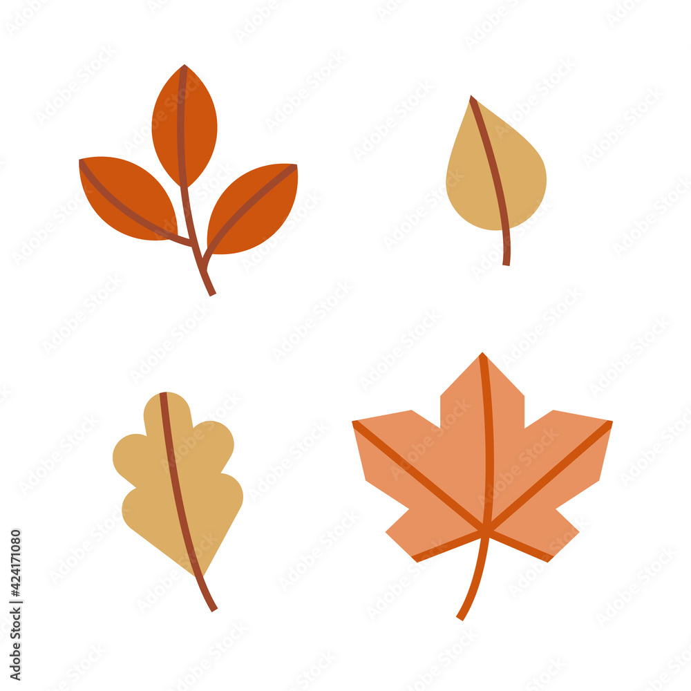 Fototapeta premium Set of autumn leaves. Vector illustration of leaves in a minimalistic style.