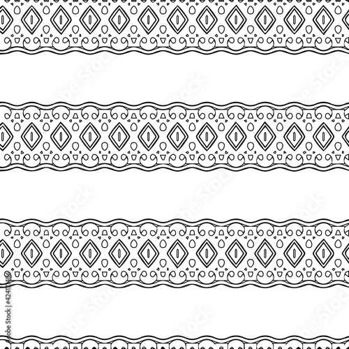 Geometric vector pattern with triangular elements. Seamless abstract ornament for wallpapers and backgrounds. Black and white colors. 