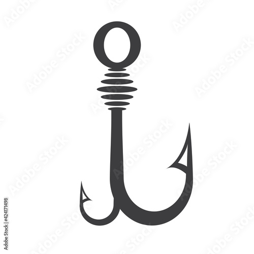 Fishing hook Silhouette. Vector illustration of fishing hook icon. Fishing bait. Great for fishing shop design.