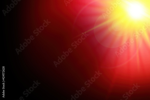 Abstract lens flare, lighting effect elements, solar energy, sun light on black background