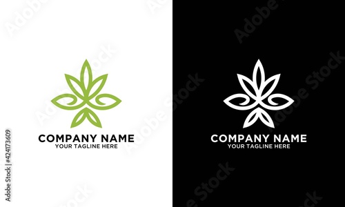 cannabis lineart logo vector