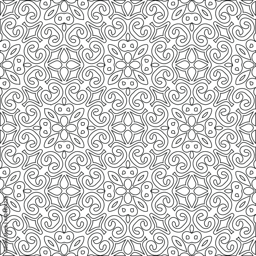 Geometric vector pattern with triangular elements. Seamless abstract ornament for wallpapers and backgrounds. Black and white colors.
Geometric vector pattern with triangular elements. Seamless abstract ornament for wallpapers and backgrounds. Black and white colors.