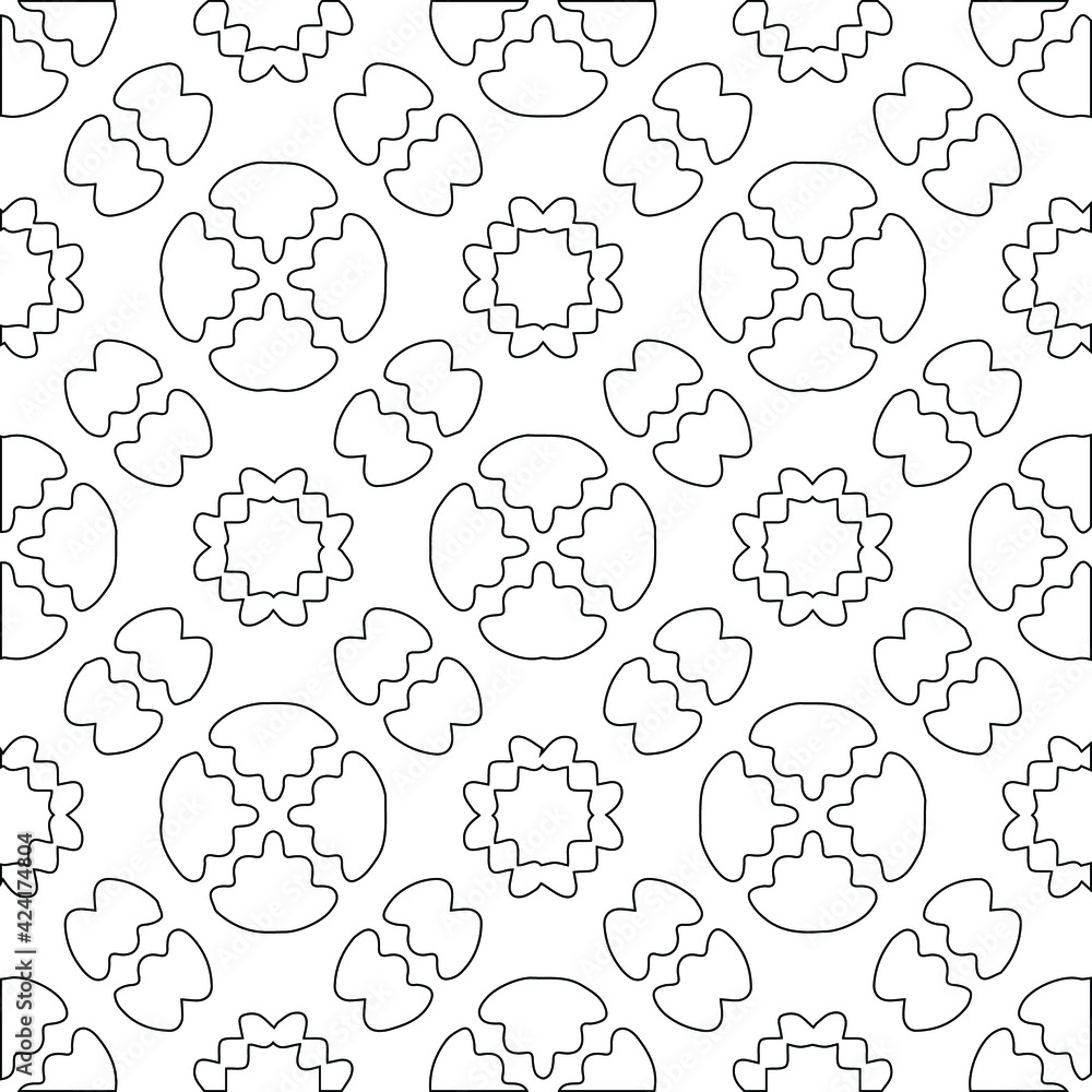 Geometric vector pattern with triangular elements. Seamless abstract ornament for wallpapers and backgrounds. Black and white colors.
Geometric vector pattern with triangular elements. Seamless abstract ornament for wallpapers and backgrounds. Black and white colors.