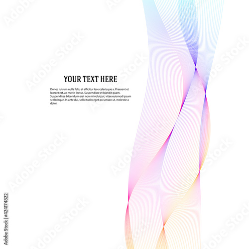 Design elements. Wave of many lines. Abstract vertical wavy stripes on white background isolated. Creative line art. Vector illustration EPS 10. Colourful waves with lines created using Blend Tool