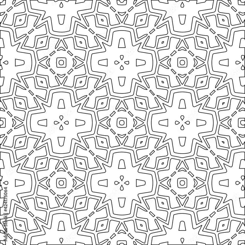 Geometric vector pattern with triangular elements. Seamless abstract ornament for wallpapers and backgrounds. Black and white colors.
Geometric vector pattern with triangular elements. Seamless abstract ornament for wallpapers and backgrounds. Black and white colors.