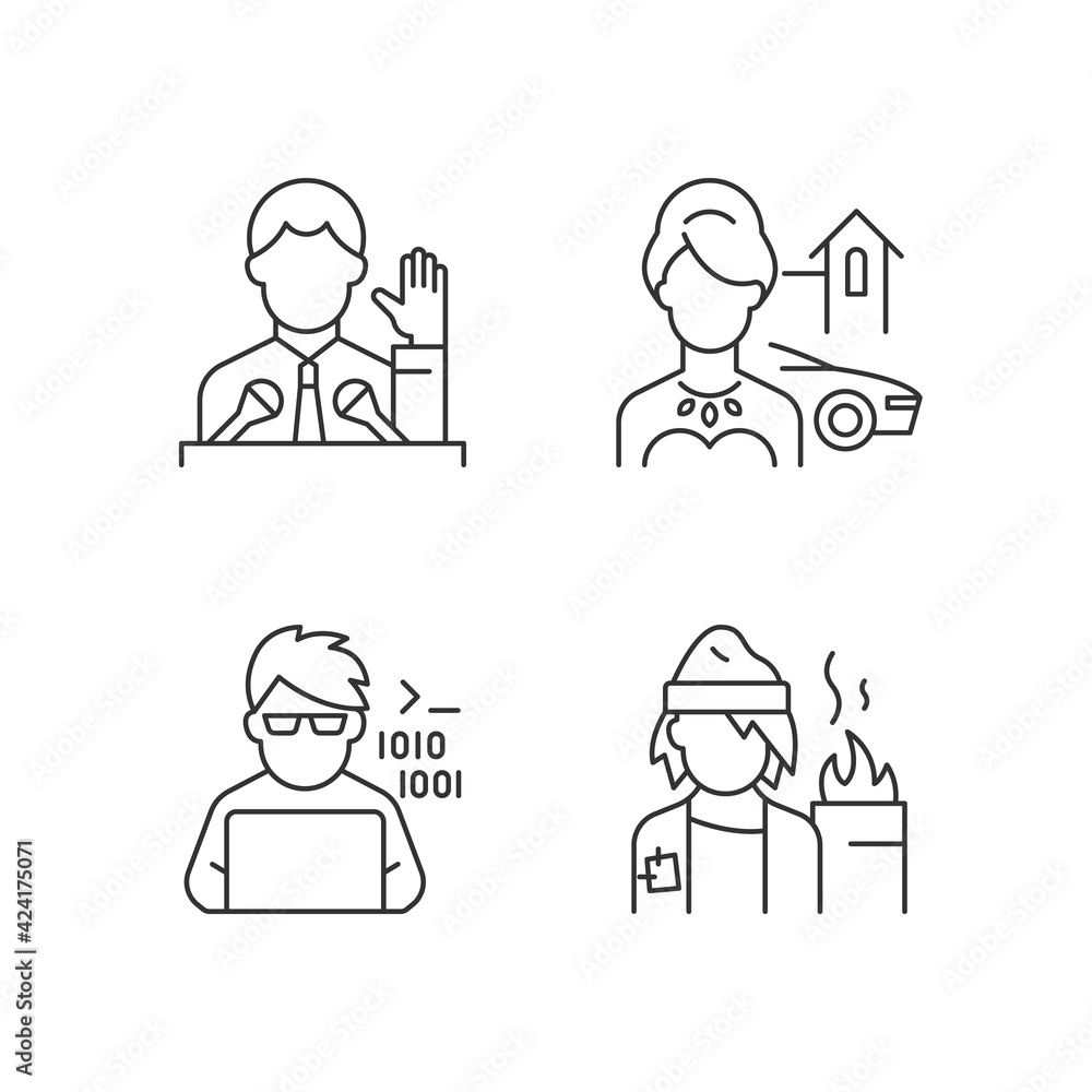 Social Status Type Linear Icons Set Political Elite Upper And Lower social-status-type-linear-icons-set-political-elite-upper-and-lower