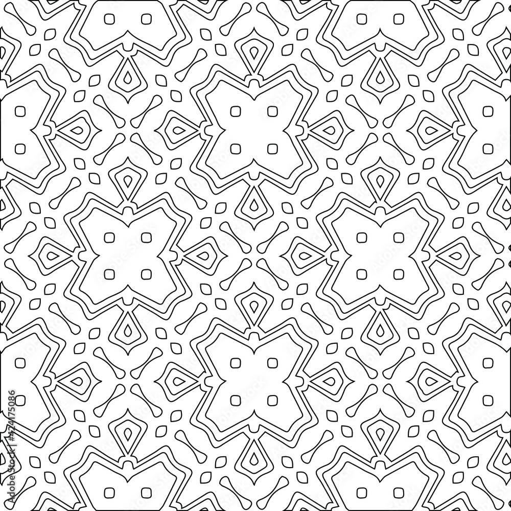 Geometric vector pattern with triangular elements. Seamless abstract ornament for wallpapers and backgrounds. Black and white colors.
Geometric vector pattern with triangular elements. Seamless abstract ornament for wallpapers and backgrounds. Black and white colors.