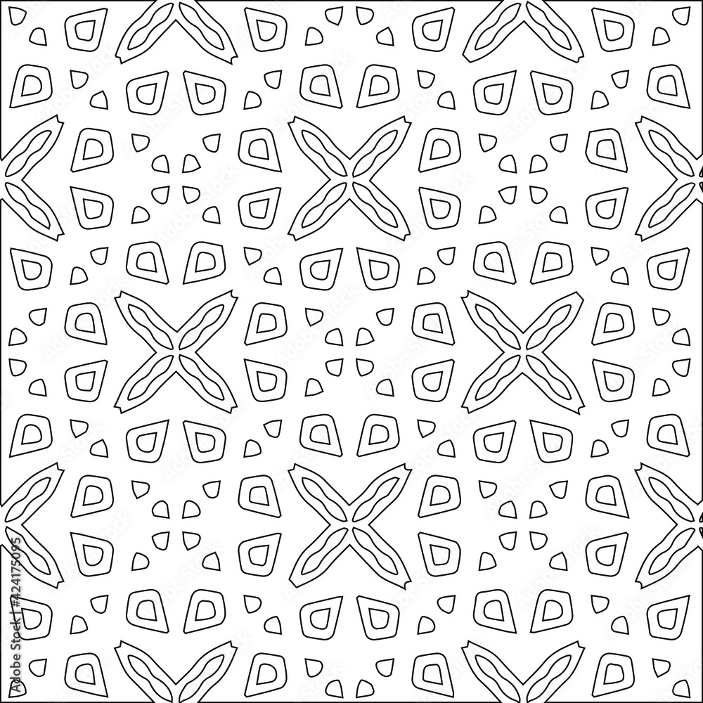 Geometric vector pattern with triangular elements. Seamless abstract ornament for wallpapers and backgrounds. Black and white colors.
Geometric vector pattern with triangular elements. Seamless abstract ornament for wallpapers and backgrounds. Black and white colors.