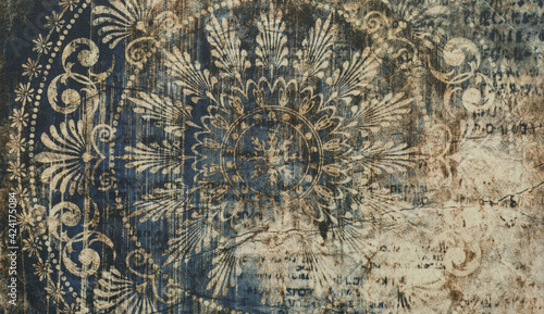 Canvas Print ancient arabic ornamental pattern on tiles