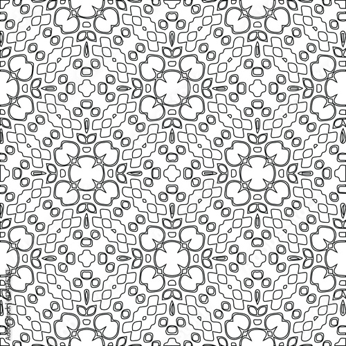 Geometric vector pattern with triangular elements. Seamless abstract ornament for wallpapers and backgrounds. Black and white colors. 