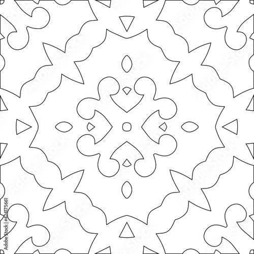 Geometric vector pattern with triangular elements. Seamless abstract ornament for wallpapers and backgrounds. Black and white colors.
