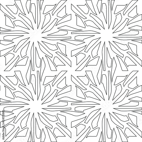 Geometric vector pattern with triangular elements. Seamless abstract ornament for wallpapers and backgrounds. Black and white colors.
