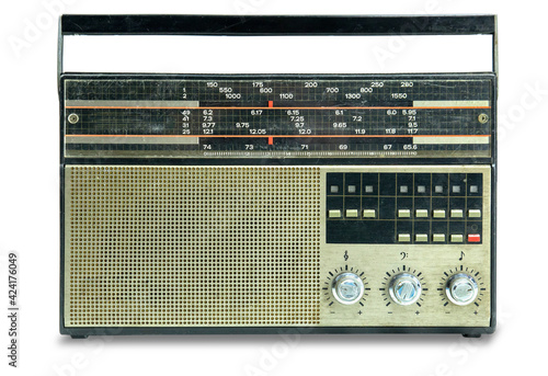 Vintage radio on a white background. Isolated. photo