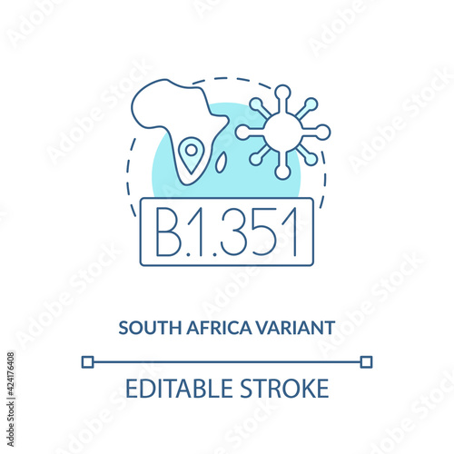 South africa variant concept icon. Virus upgrading in hot parts of planet. Fighting new type of covid. Pandemia idea thin line illustration. Vector isolated outline RGB color drawing. Editable stroke