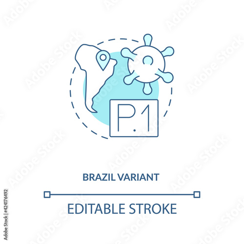 Brazil variant concept icon. New type of corona virus. Illness upgrading due to different conditions. Covid idea thin line illustration. Vector isolated outline RGB color drawing. Editable stroke