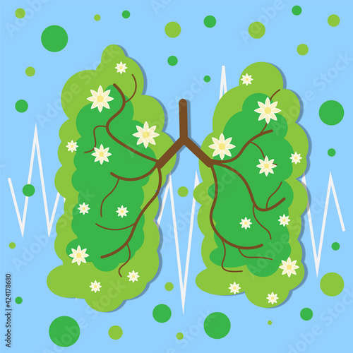 Lungs tree with flowers illustration