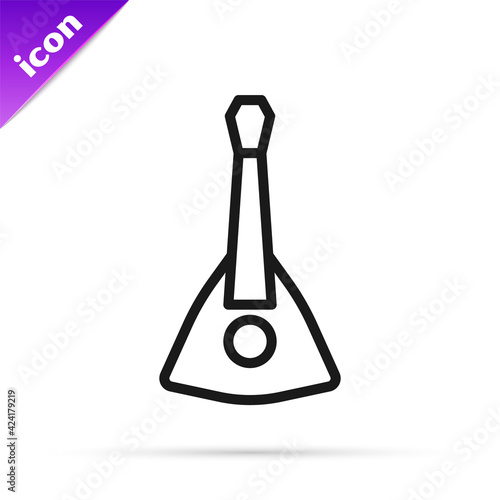 Black line Musical instrument balalaika icon isolated on white background. Vector
