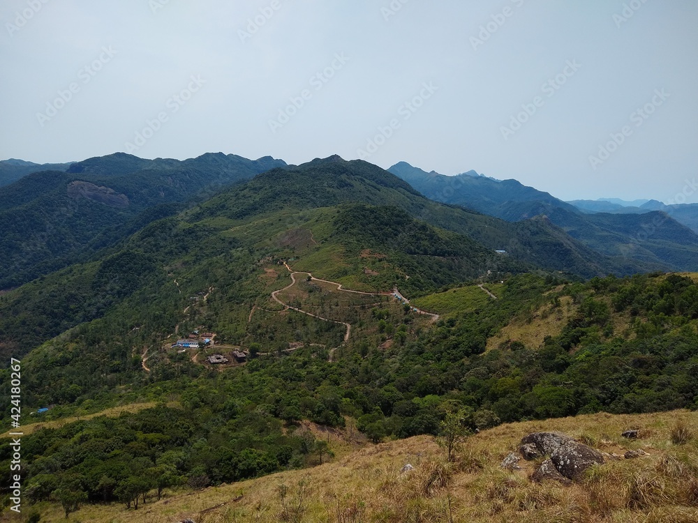 beautiful mountain and valley in Western ghats, Ponmudi Hill Station Thiruvananthapuram Kerala, landscape view