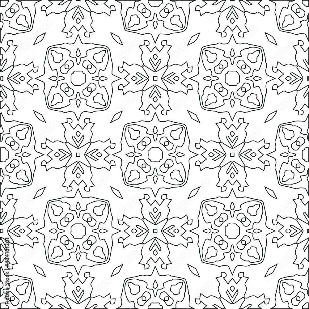 Fototapeta premium Geometric vector pattern with triangular elements. Seamless abstract ornament for wallpapers and backgrounds. Black and white colors. 