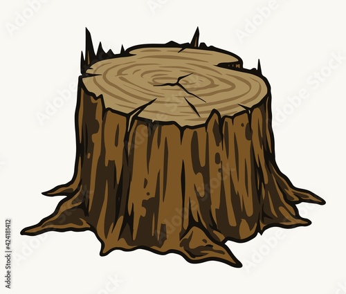 Tree stump colorful vintage template