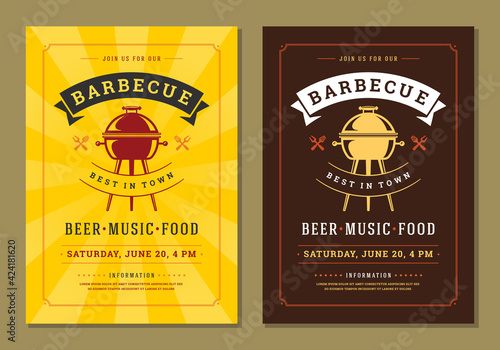 Barbecue party vector flyer or poster design template.