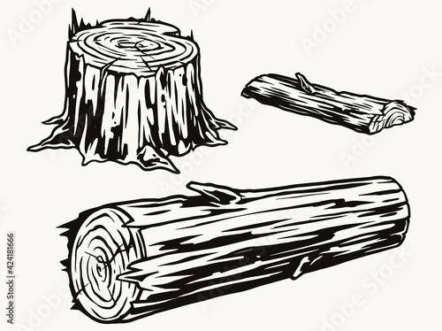 Wood logs and stump concept