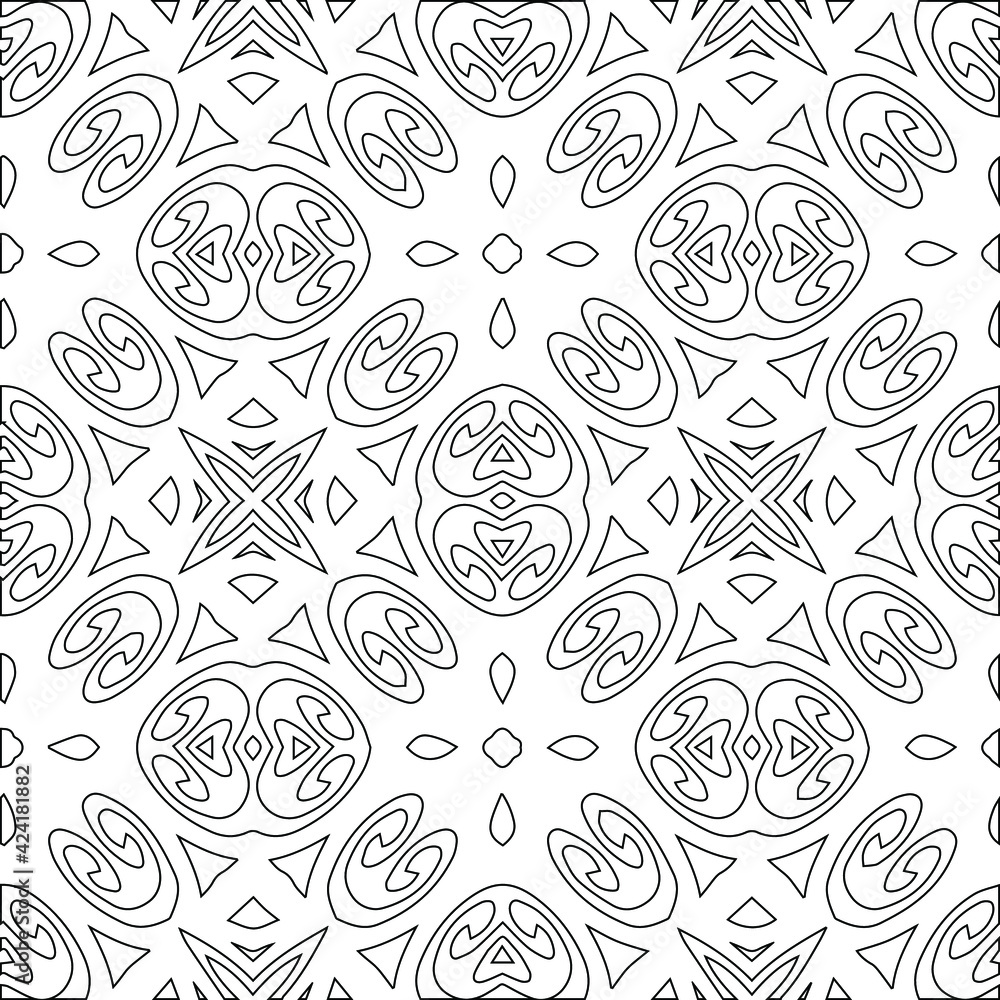 Geometric vector pattern with triangular elements. Seamless abstract ornament for wallpapers and backgrounds. Black and white colors.
Geometric vector pattern with triangular elements. Seamless abstract ornament for wallpapers and backgrounds. Black and white colors.