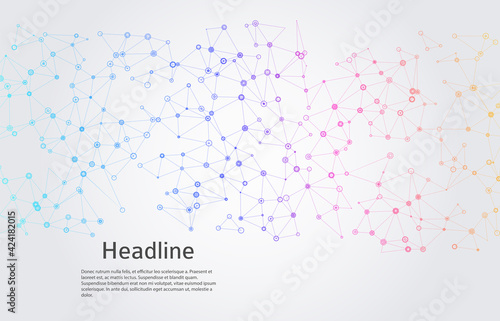 Geometric abstract background with connected dots and lines. Molecular structure and communication. Digital technology background and network connection Vector illustration EPS10 for business design