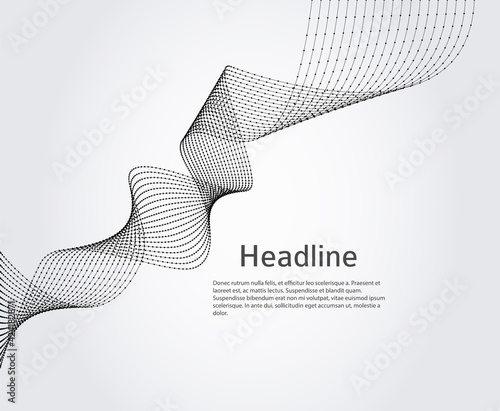 Design elements. Wave of many gray lines dots. Abstract wavy stripes on white background. Creative line dotted art. Vector illustration EPS10. Colourful shiny waves with lines created using Blend Tool