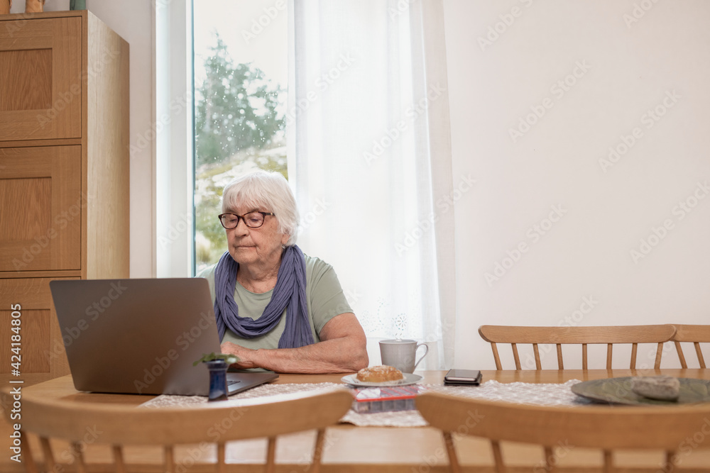 Senior woman using laptop at table Senior woman using laptop at table