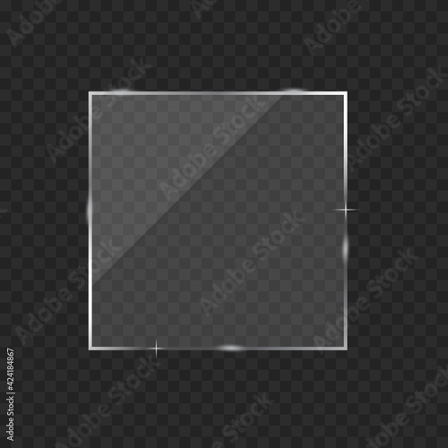 Wallpaper Mural Glass frame vector illustration on transparent background. Square glass texture with glares Torontodigital.ca