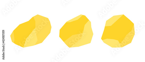 Gold nuggets set. Golden valuated ore. Rarely expensive mineral.