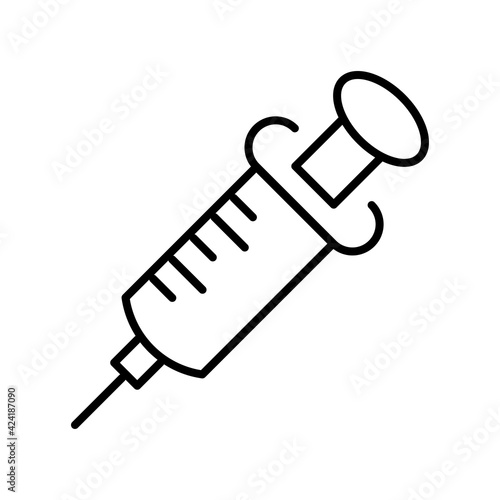 Simple monochrome icon medical syringe vector injection needle for pharmaceutical introduction