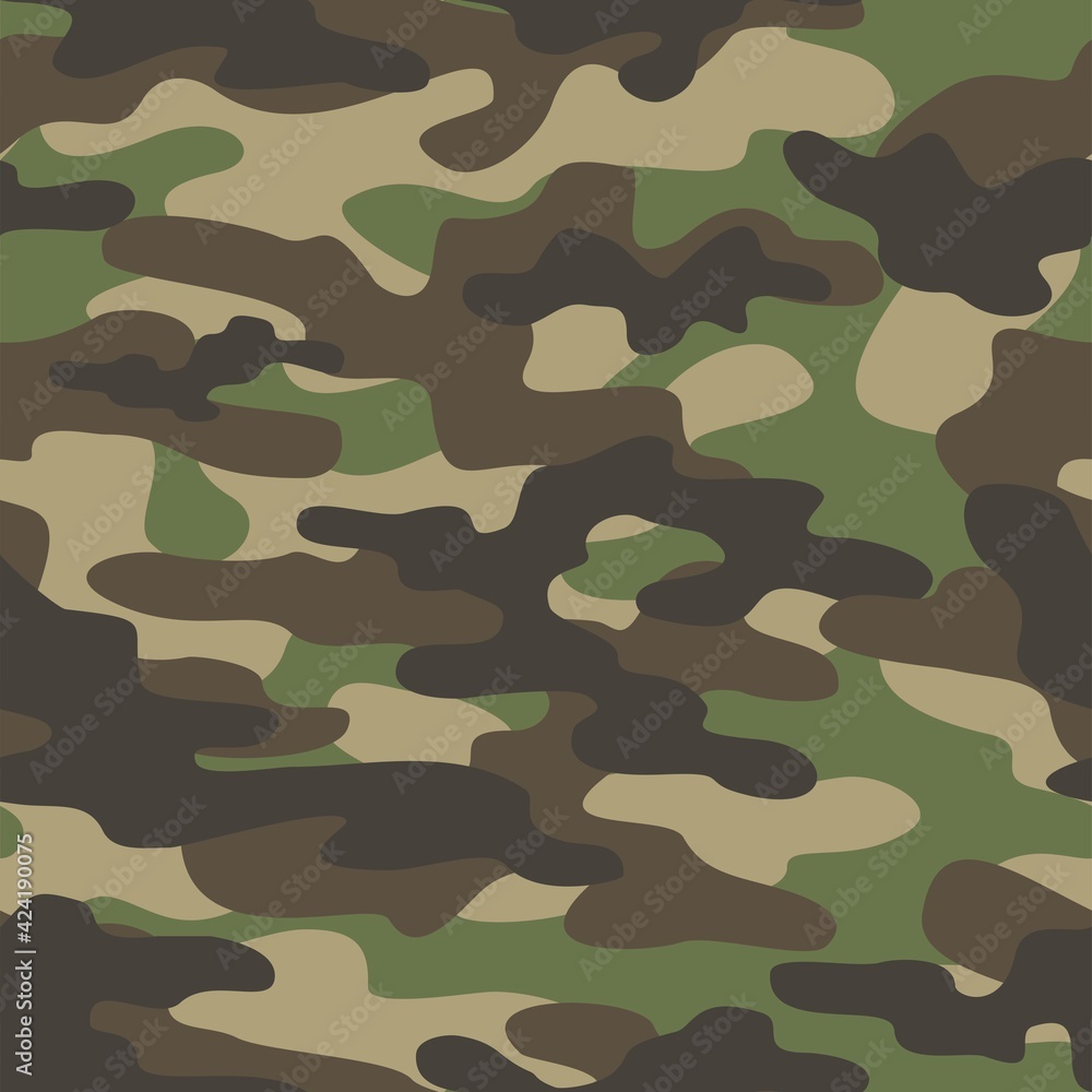 Fototapeta premium Camouflage pattern for hunting. Army background repeat print. Fashionable stylish element.