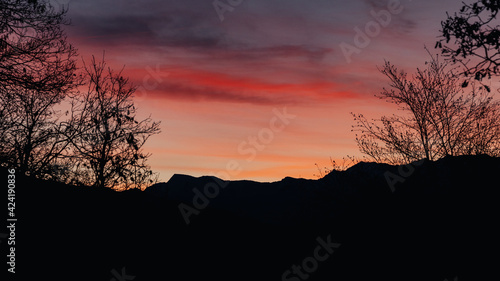 Sunrise above the French Alps with vibrant colors