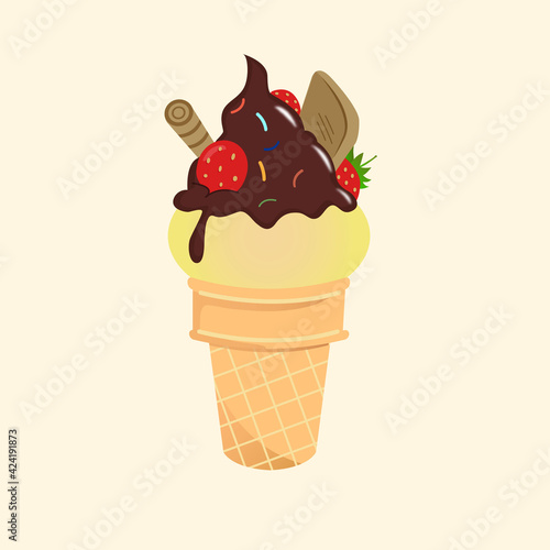 ice cream with strawberry