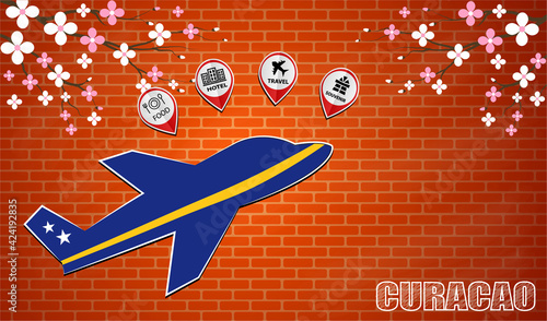 plane icon made from the flag of curacao