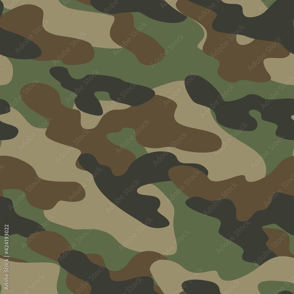 Naklejka premium Military green camo seamless pattern. Forest background on textile. Stylish new design. Ornament. Vector