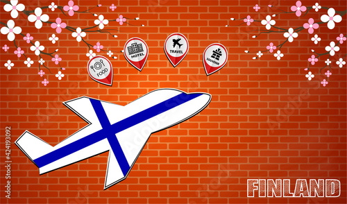 plane icon made from the flag of Finland