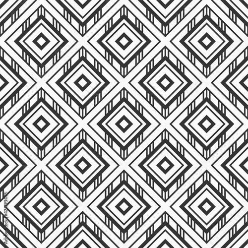 Abstract seamless striped rhombuses pattern. Modern stylish texture. Repeating geometric tiles. Vector monochrome background.
