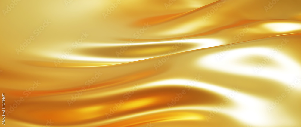 3d render of golden silk cloth. iridescent holographic foil. abstract art fashion background. 3d render of golden silk cloth. iridescent holographic foil. abstract art fashion background.