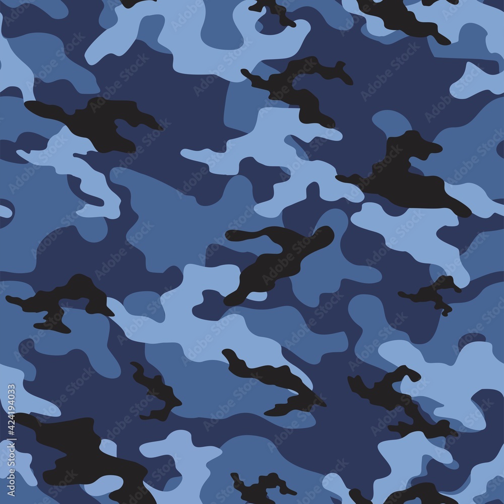 blue Camouflage seamless pattern.Military design. Print on fabric on clothing. Vector blue Camouflage seamless pattern.Military design. Print on fabric on clothing. Vector